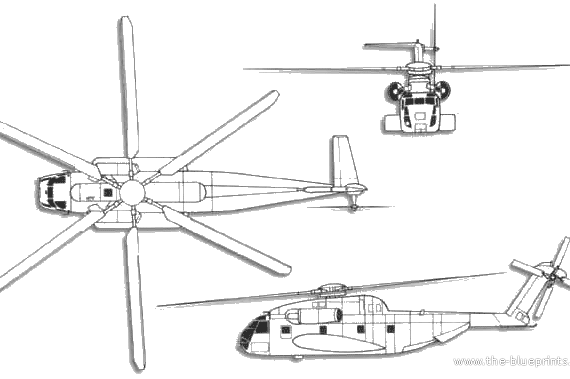 Вертолет Sikorsky CH-53 Super Stallion - чертежи, габариты, рисунки