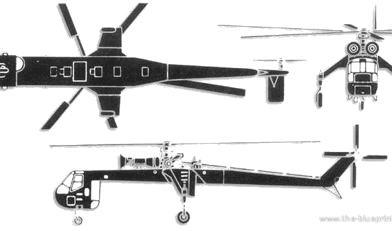 Вертолет Sikorsky CH-54 Skycrane - чертежи, габариты, рисунки