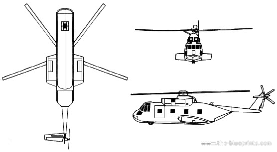 Вертолет Sikorsky H-3 Sea King - чертежи, габариты, рисунки