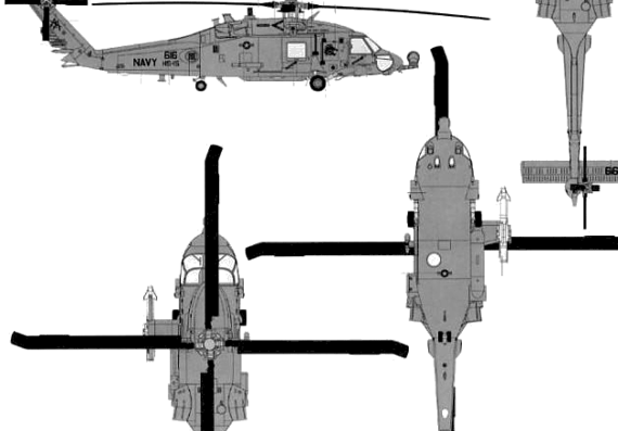 Вертолет Sikorsky HH-60H Rescue Hawk - чертежи, габариты, рисунки