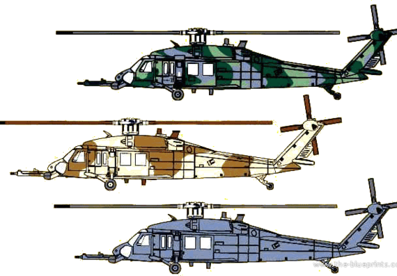 Вертолет Sikorsky MH-60G Pavehawk - чертежи, габариты, рисунки