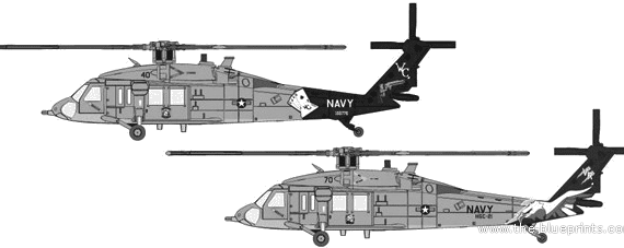 Вертолет Sikorsky MH-60S - чертежи, габариты, рисунки
