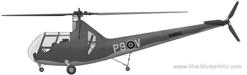 Вертолет Sikorsky R-6 Hoverfly II - чертежи, габариты, рисунки