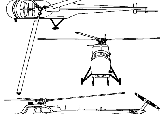 Вертолет Sikorsky S-55 Chickasaw - чертежи, габариты, рисунки