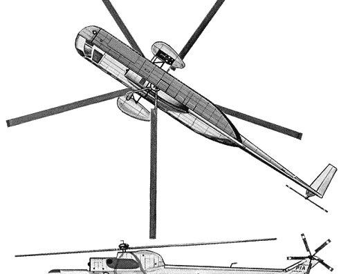 Вертолет Sikorsky S-61N - чертежи, габариты, рисунки