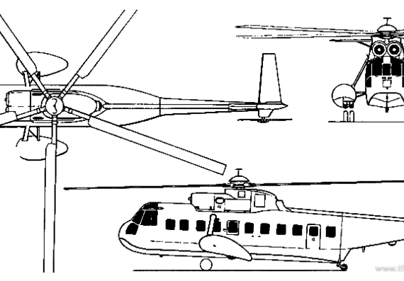 Вертолет Sikorsky S-61N Sea King - чертежи, габариты, рисунки