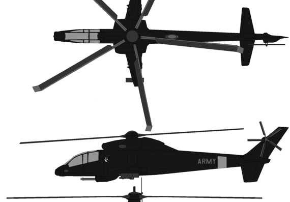 Вертолет Sikorsky S-67B Blackhawk - чертежи, габариты, рисунки