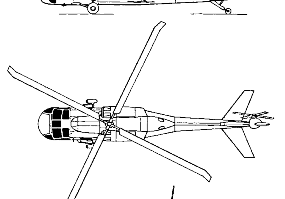 Вертолет Sikorsky S-70 Black Hawk - чертежи, габариты, рисунки