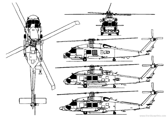 Sikorsky S-70 SH-60B Sea Hawk helicopter - drawings, dimensions, figures