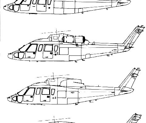 Вертолет Sikorsky S-76 - чертежи, габариты, рисунки