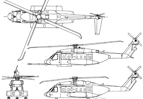 Вертолет Sikorsky S-92 - чертежи, габариты, рисунки