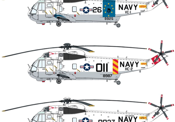 Вертолет Sikorsky SH-3G Sea King - чертежи, габариты, рисунки