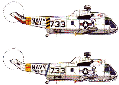 Вертолет Sikorsky SH-3H Sea King - чертежи, габариты, рисунки