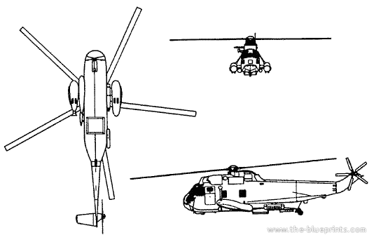 Вертолет Sikorsky SH-3 Sea King - чертежи, габариты, рисунки