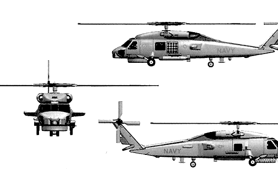Вертолет Sikorsky SH-60B - чертежи, габариты, рисунки
