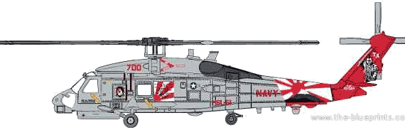 Вертолет Sikorsky SH-60B Seaha - чертежи, габариты, рисунки