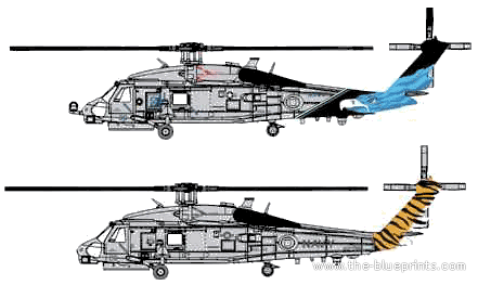 Вертолет Sikorsky SH-60B Seahawk - чертежи, габариты, рисунки