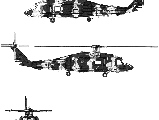 Вертолет Sikorsky SH-60F - чертежи, габариты, рисунки