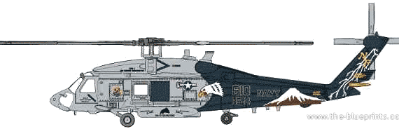 Вертолет Sikorsky SH-60F Seahawk - чертежи, габариты, рисунки
