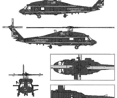 Вертолет Sikorsky SH-60I VIP - чертежи, габариты, рисунки