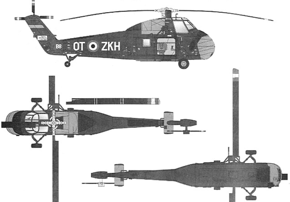 Вертолет Sikorsky UH-34A Choctaw - чертежи, габариты, рисунки