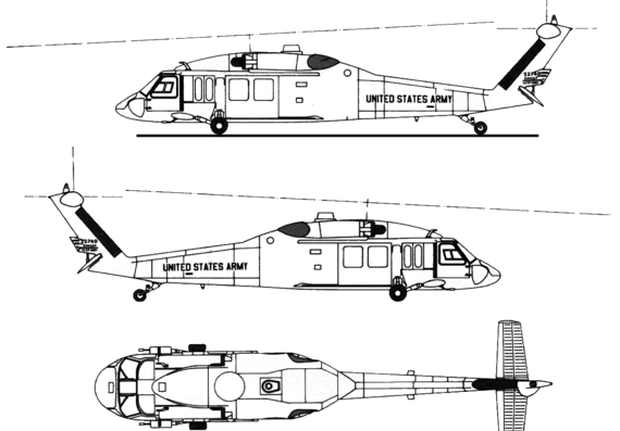 Вертолет Sikorsky UH-60A - чертежи, габариты, рисунки