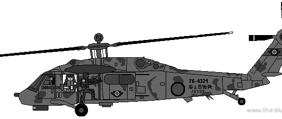 Вертолет Sikorsky UH-60J Blackhawk - чертежи, габариты, рисунки