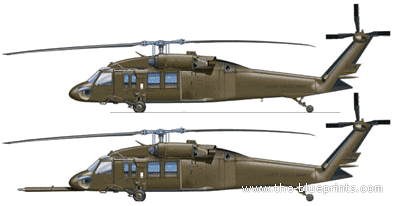 Вертолет Sikorsky UH-60 Blachawk - чертежи, габариты, рисунки