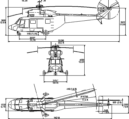 Вертолет Sokol - чертежи, габариты, рисунки