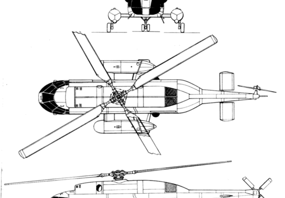 Вертолет Sud Aviation SA-3200 Frelon - чертежи, габариты, рисунки