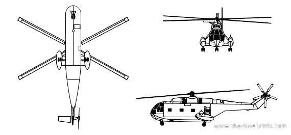 Вертолет Super Frelon - чертежи, габариты, рисунки