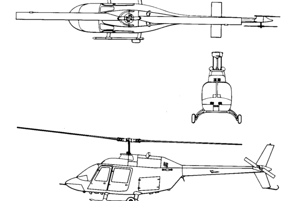 Вертолет TH-57c - чертежи, габариты, рисунки