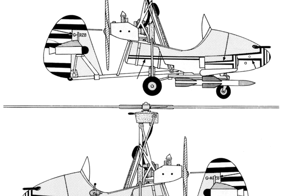 Вертолет Wallis WA-116 Autogyro James Bond Little Nellie - чертежи, габариты, рисунки
