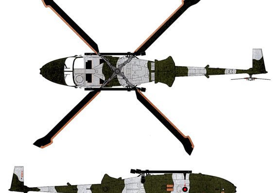 Westland Lynx AH-7 helicopter - drawings, dimensions, figures