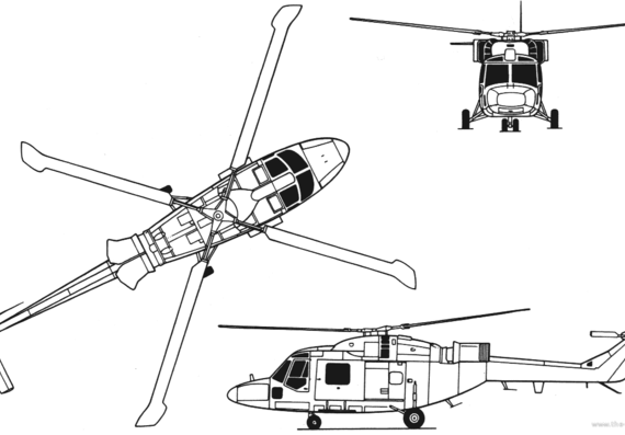 Вертолет Westland Lynx AH - чертежи, габариты, рисунки