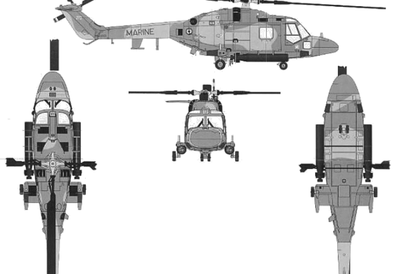 Вертолет Westland Lynx HAS.2 - чертежи, габариты, рисунки