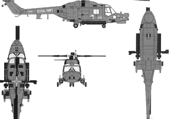 Вертолет Westland Lynx HMA.8 - чертежи, габариты, рисунки