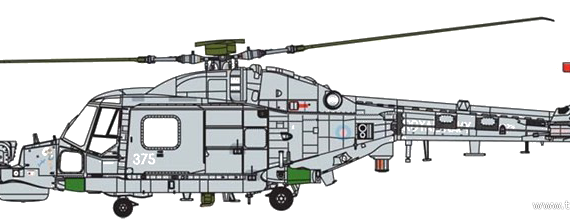 Вертолет Westland Lynx Mk.88A - чертежи, габариты, рисунки