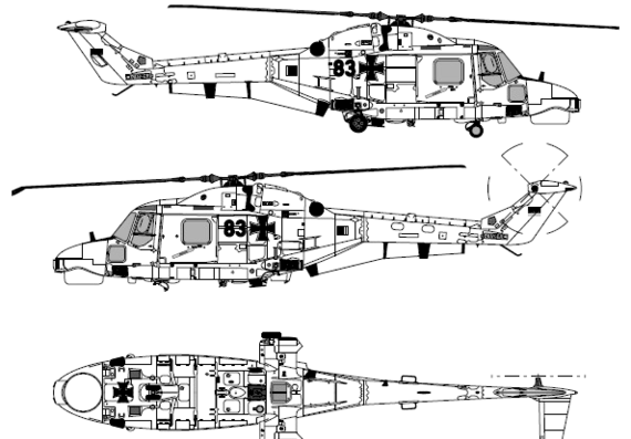 Вертолет Westland Sea Lynx Mk.88 - чертежи, габариты, рисунки