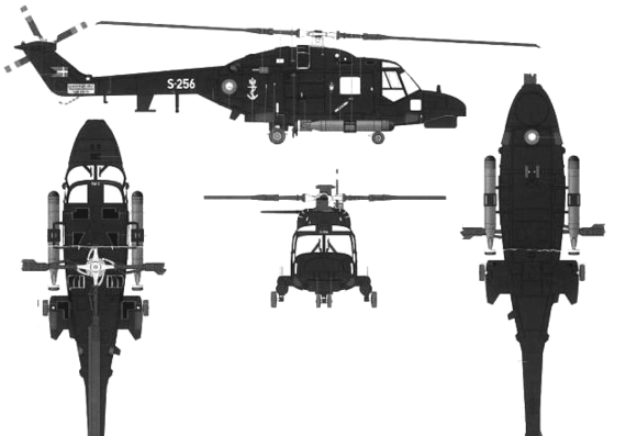 Вертолет Westland Super Lynks Mk.90 - чертежи, габариты, рисунки