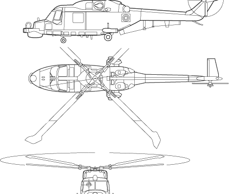 Вертолет Westland Super Lynx Combat Helicopter - чертежи, габариты, рисунки