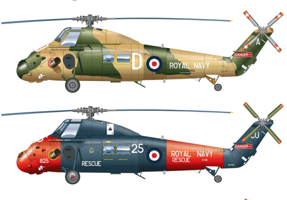 Вертолет Westland Wessex UH 5 - чертежи, габариты, рисунки