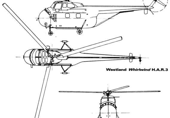Westland Whirlwind HAR3 helicopter - drawings, dimensions, figures