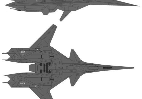 Самолет ADF-01F Falken Prototype Ace Combat 4 - чертежи, габариты, рисунки