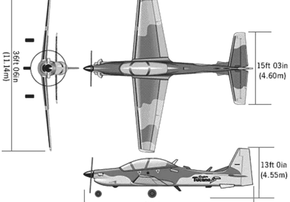 Самолет ALX-TUCANO04 - чертежи, габариты, рисунки