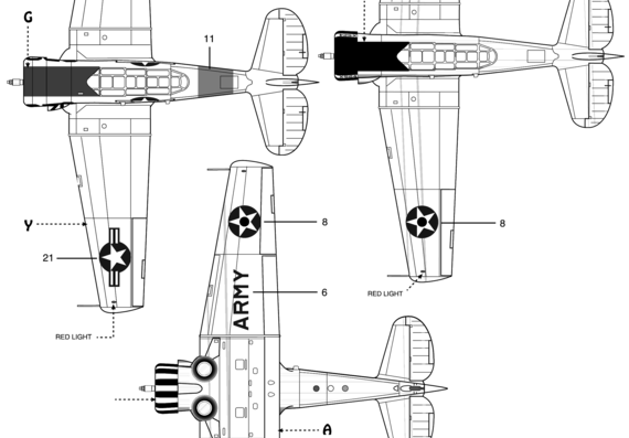 Самолет AT-6/SNJ Texan - чертежи, габариты, рисунки