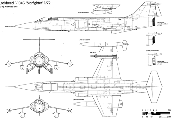 Самолет Aeritalia Lockheed F-104S Starfighter - чертежи, габариты, рисунки