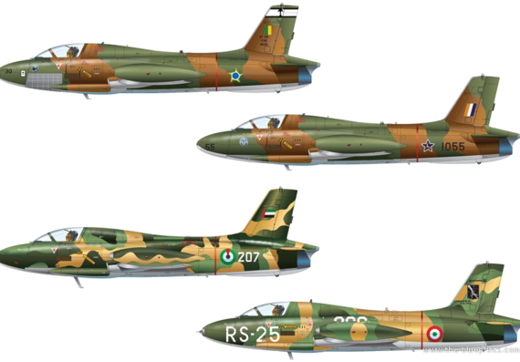 Самолет Aermacchi MB-326K Impala - чертежи, габариты, рисунки