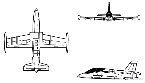 Самолет Aermacchi MB-339A - чертежи, габариты, рисунки