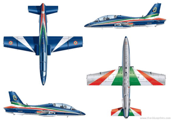 Самолет Aermacchi MB-339 A - чертежи, габариты, рисунки